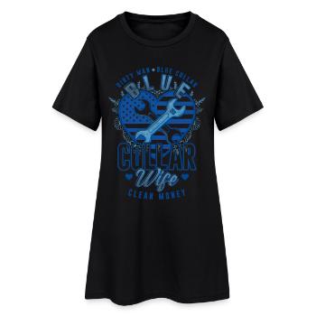 Col bleu Épouse Ouvrier Artisanat Ouvrier du bâtiment - Robe T-shirt Femme - noir - Devant