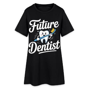 Dessin animé du futur dentiste - Robe T-shirt Femme - noir - Devant