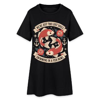 Deux âmes perdues - Style de tatouage de poisson koi - Robe T-shirt Femme - noir - Devant