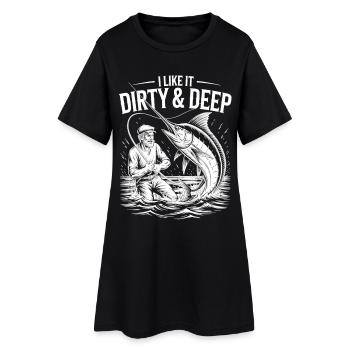 Dirty & Deep – Fun Angler Motif for Men - Women’s T-Shirt Dress - black - Front