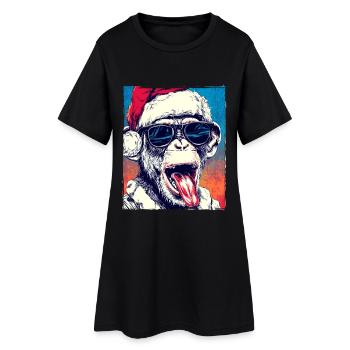 Chapeau de Noël Singe - Robe T-shirt Femme - noir - Devant