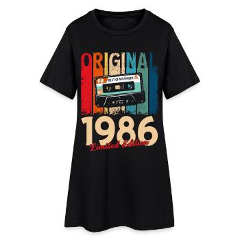 Cassette 40ème Anniversaire Novembre Millésime 1986 - Robe T-shirt Femme - noir - Devant