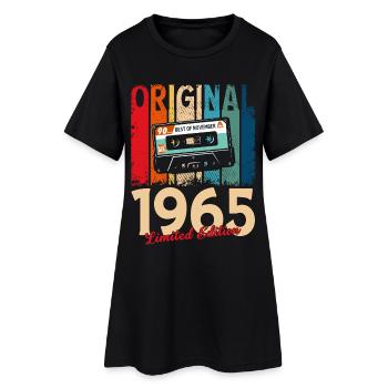 Cassette 60ème Anniversaire Novembre Millésime 1965 - Robe T-shirt Femme - noir - Devant