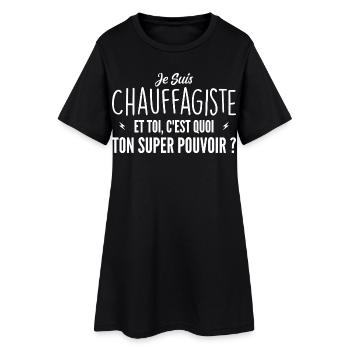 I am a heating engineer. What's your superpower? - Women’s T-Shirt Dress - black - Front