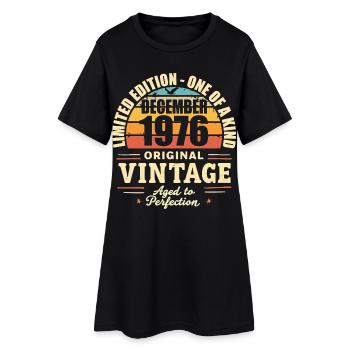fête d anniversaire décembre 1976 - december 1976 - Robe T-shirt Femme - noir - Devant