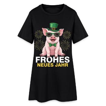 Bonne Année Cochon Porte-Bonheur - Robe T-shirt Femme - noir - Devant