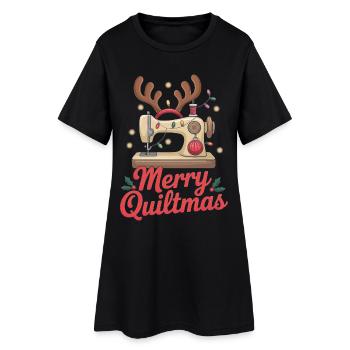 Merry Quiltmas Couture festive Père Noël Noël - Robe T-shirt Femme - noir - Devant