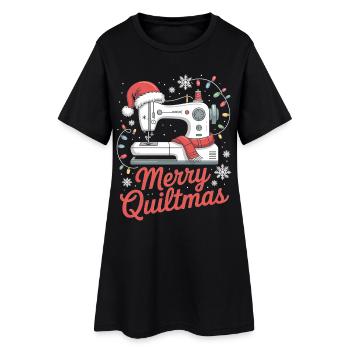 Merry Quiltmas Couture festive Père Noël Noël - Robe T-shirt Femme - noir - Devant