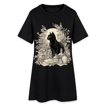 Chat Noir Vintage Apothicaire - Robe T-shirt Femme - noir - Devant