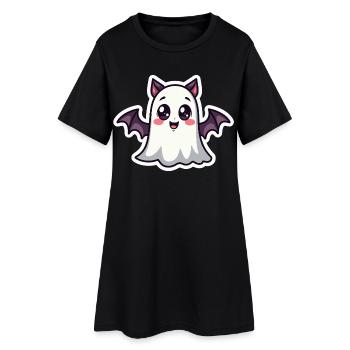 Halloween Fledermaus Geist - Frauen T-Shirt-Kleid - Schwarz - Vorne