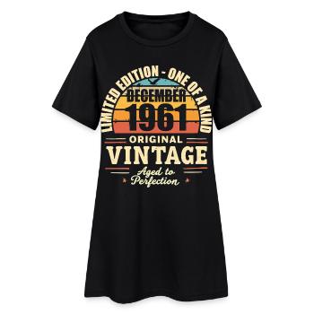 fête d anniversaire décembre 1961 - december 1961 - Robe T-shirt Femme - noir - Devant