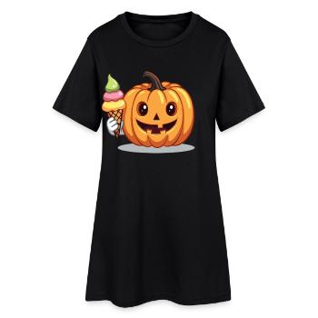 Citrouille effrayante sucrée avec cornet de crème glacée - Robe T-shirt Femme - noir - Devant