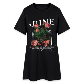 Naissance Fleurs Naissance Fleur Juin Rose - Robe T-shirt Femme - noir - Devant