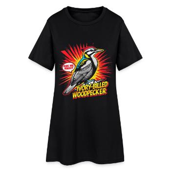 Elfenbein Specht Vogelbeobachter - Frauen T-Shirt-Kleid - Schwarz - Vorne