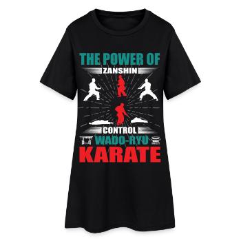 Wado-Ryu Karate Zanshin Design - Frauen T-Shirt-Kleid - Schwarz - Vorne
