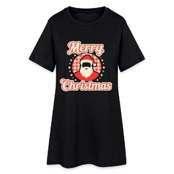 Père Noël Vintage Plaid Cadeau Rétro - Robe T-shirt Femme - noir - Devant