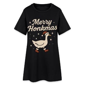 Merry Honkmas Oie Noël Drôle Père Noël - Robe T-shirt Femme - noir - Devant