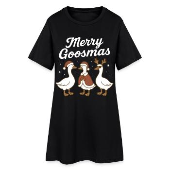 Oie de Noël Joyeux Goosmas Drôle Noël - Robe T-shirt Femme - noir - Devant