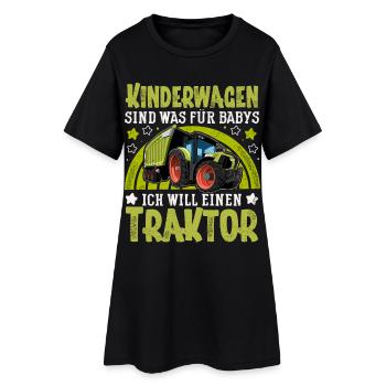 Traktor Kinder Lustiger Spruch - Frauen T-Shirt-Kleid - Schwarz - Vorne