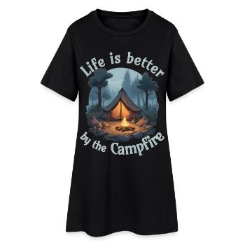 La vie est meilleure près du feu de camp - Robe T-shirt Femme - noir - Devant