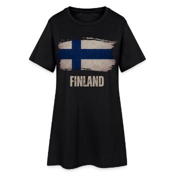 Finlande vintage, drapeau finlandais - Robe T-shirt Femme - noir - Devant