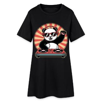 Panda DJ avec casque - Robe T-shirt Femme - noir - Devant