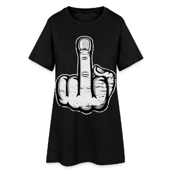 Middle Finger Stinky Finger Design Grey - Women’s T-Shirt Dress - black - Front
