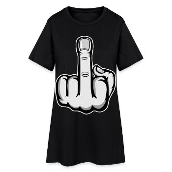 Doigt du milieu dessin animé main - Robe T-shirt Femme - noir - Devant
