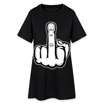 Doigt du milieu doigt puant design blanc - Robe T-shirt Femme - noir - Devant