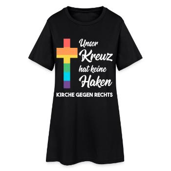 Kirche gegen Nazis - Unser Kreuz hat keine Haken  - Frauen T-Shirt-Kleid - Schwarz - Vorne
