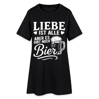 Liebe ist alle - Es gibt noch Bier - Frauen T-Shirt-Kleid - Schwarz - Vorne