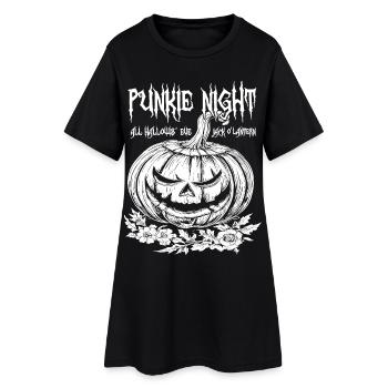 Punkie Night Jack O'Lantern Weißes Design - Frauen T-Shirt-Kleid - Schwarz - Vorne