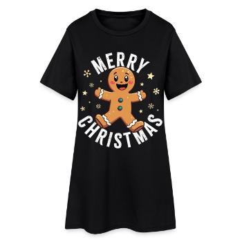 Bonhomme en pain d’épices, Joyeux Noël - Robe T-shirt Femme - noir - Devant