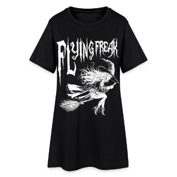 Flying Freak Hexe Weißes Design - Frauen T-Shirt-Kleid - Schwarz - Vorne