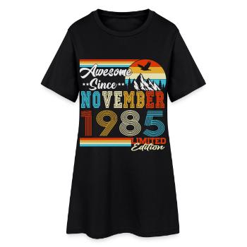 November 1985 Vintage Retro Birthday - Women’s T-Shirt Dress - black - Front