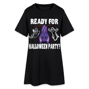 Bat Ready for Halloween Costume Party Saying - Women’s T-Shirt Dress - black - Front