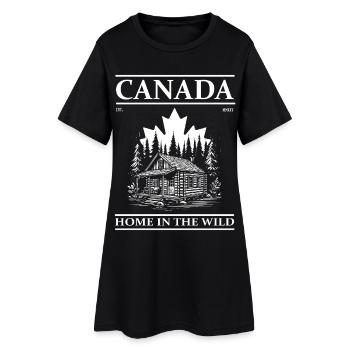 Canada – Home in the Wild Log Cabin Design - Women’s T-Shirt Dress - black - Front