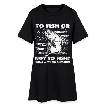 Pêcher ou ne pas pêcher : motif poisson - Robe T-shirt Femme - noir - Devant