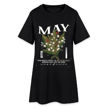 Naissance Fleurs Naissance Fleur Mai Muguet - Robe T-shirt Femme - noir - Devant