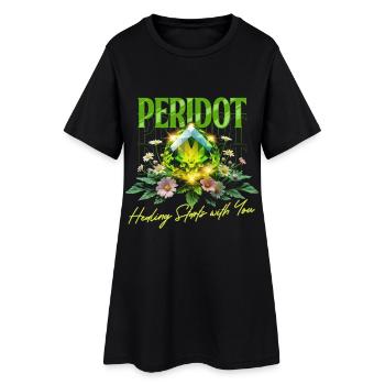 Pierre de naissance Péridot d’Août - Robe T-shirt Femme - noir - Devant