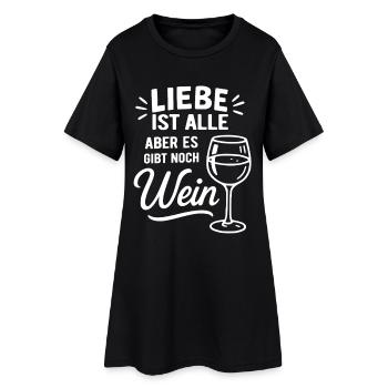 L’amour est tout, mais il y a encore du vin - dire - Robe T-shirt Femme - noir - Devant