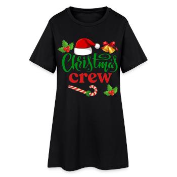 Weihnachts-Crew - Frauen T-Shirt-Kleid - Schwarz - Vorne