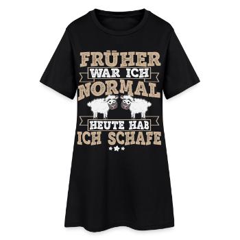 Schafe - Frauen T-Shirt-Kleid - Schwarz - Vorne