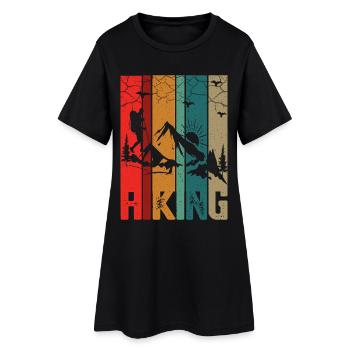 Wandern - Frauen T-Shirt-Kleid - Schwarz - Vorne