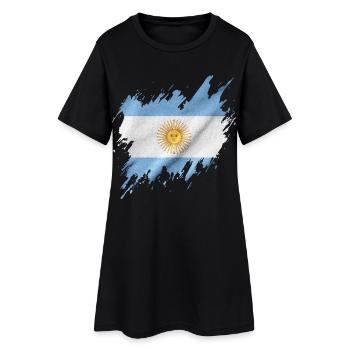 Flagge Argentiniens, Rissen-Stil - Frauen T-Shirt-Kleid - Schwarz - Vorne