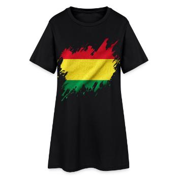 Bolivianische Flagge, Rissstil - Frauen T-Shirt-Kleid - Schwarz - Vorne