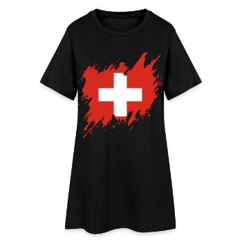 Flag of Switzerland, torn style - Women’s T-Shirt Dress - black - Front