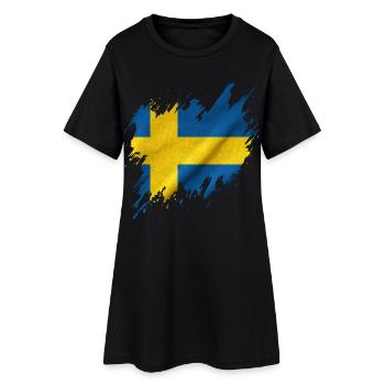 Drapeau de la Suède, style déchiré - Robe T-shirt Femme - noir - Devant