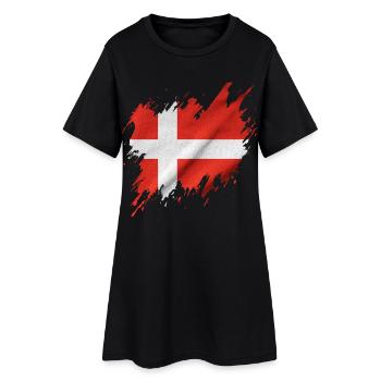 Flag of Denmark, ripped style - Women’s T-Shirt Dress - black - Front