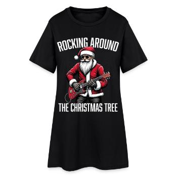 Schaukeln um den Weihnachtsbaum - Frauen T-Shirt-Kleid - Schwarz - Vorne